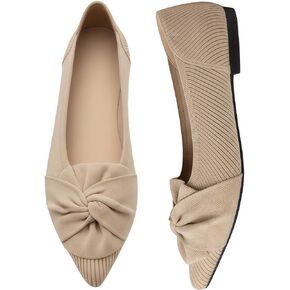 Flats for Women Pointed Toe Ballet Flats Knit Bow Dressy Flat Shoes with Arch Support Insole in Saudi Arabia