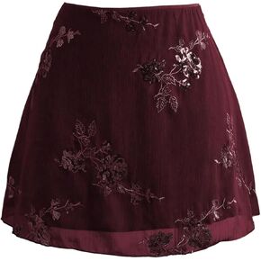 تنانير SweatyRocks النسائية ذات الحجم الكبير ذات الترتر والتطريز الزهري Y2K تنورة قصيرة على شكل حرف A in Kuwait