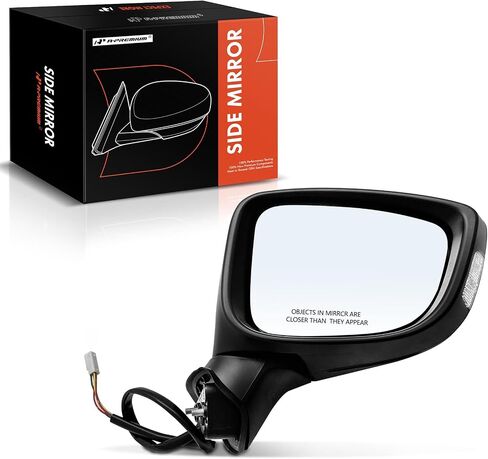A-Premium Passenger Side Power Door Mirror - Compatible with Mazda 3 2014 2015 2016 - Heated Power Folding Black Outside Rear View Mirror w/Turn Signal and Blind Spot Detection - Replace# BJD669121E in Saudi Arabia