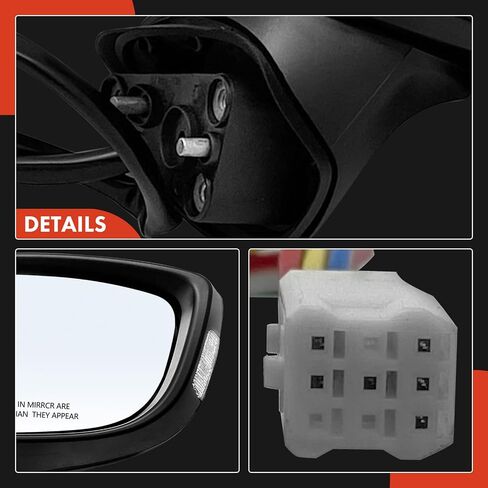 A-Premium Passenger Side Power Door Mirror - Compatible with Mazda 3 2014 2015 2016 - Heated Power Folding Black Outside Rear View Mirror w/Turn Signal and Blind Spot Detection - Replace# BJD669121E in Saudi Arabia