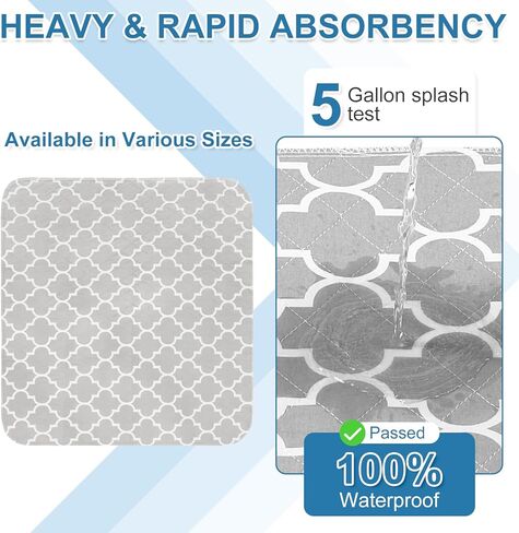 OUTCREATOR® 2 قطعة من وسادات السرير لحماية مرتبة سلس البول، وسادات مقاومة للماء مضادة للانزلاق (34 بوصة × 76 بوصة) للأطفال الصغار والكبار والحيوانات الأليفة، وسادات تبول وامتصاص قابل للغسل في الغسالة وحافة مقاومة للتسرب (أزرق) in Kuwait