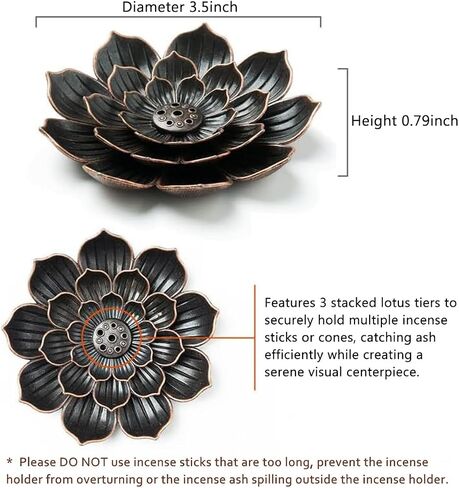 3 Tier Lotus Incense Burner Holder for Sticks, Detachable Ash Catcher for Home Decor Meditation Yoga Spiritual Space in Saudi Arabia