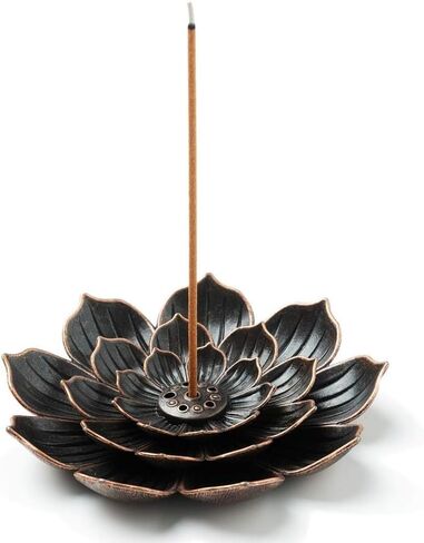 Incense Burner Holder for Sticks Brass Lotus Incense Stick Holder and Detachable Ash Catcher(Red) in Saudi Arabia
