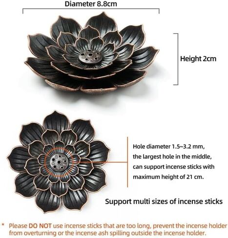 Incense Burner Holder for Sticks Brass Lotus Incense Stick Holder and Detachable Ash Catcher(Red) in Saudi Arabia