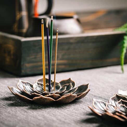 Incense Burner Holder for Sticks Brass Lotus Incense Stick Holder and Detachable Ash Catcher(Red) in Saudi Arabia
