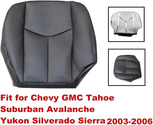 غطاء مقعد جلدي من الألياف الدقيقة بديل من جانب الركاب من GXARTS باللون الأسود #132 مناسب لسيارة Chevy Silverado Tahoe Suburban Avalanche GMC Sierra 1500 2500 3500 Yukon 2003 2004 2005 2006 in Saudi Arabia