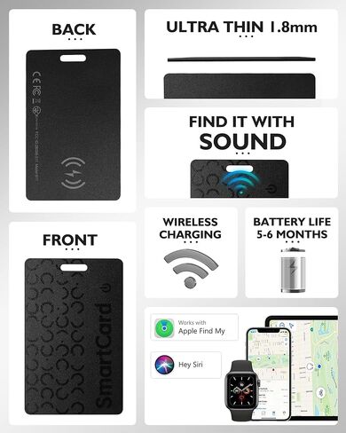 Air Tag (2025) iOS Only Bluetooth Tracker Card with Apple Find My, Rechargeable Smart Card Wallet Finder GPS Tracker, Keys Finder and Item Locator for Keys, Bags, Passports (Blue, 2 Pack) in Kuwait