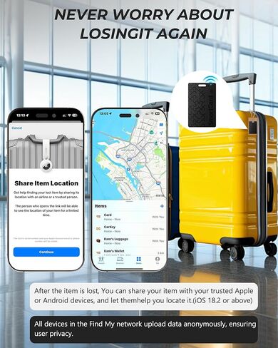 Air Tag (2025) iOS Only Bluetooth Tracker Card with Apple Find My, Rechargeable Smart Card Wallet Finder GPS Tracker, Keys Finder and Item Locator for Keys, Bags, Passports (Blue, 2 Pack) in Kuwait