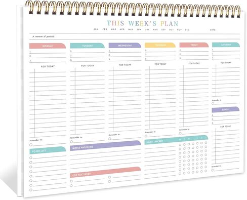 مفكرة قائمة المهام الأسبوعية مع 52 ورقة غير مؤرخة (8.5 بوصة × 11 بوصة) - مخطط مكتب أسبوعي غير مؤرخ للنساء والرجال، مستلزمات المكتب/المدرسة - حلم البنفسجي in Kuwait