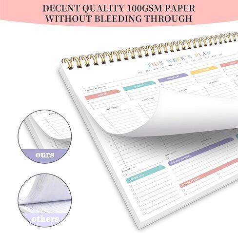 مفكرة قائمة المهام الأسبوعية مع 52 ورقة غير مؤرخة (8.5 بوصة × 11 بوصة) - مخطط مكتب أسبوعي غير مؤرخ للنساء والرجال، مستلزمات المكتب/المدرسة - حلم البنفسجي in Kuwait