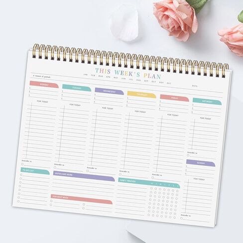 مفكرة قائمة المهام الأسبوعية مع 52 ورقة غير مؤرخة (8.5 بوصة × 11 بوصة) - مخطط مكتب أسبوعي غير مؤرخ للنساء والرجال، مستلزمات المكتب/المدرسة - حلم البنفسجي in Kuwait