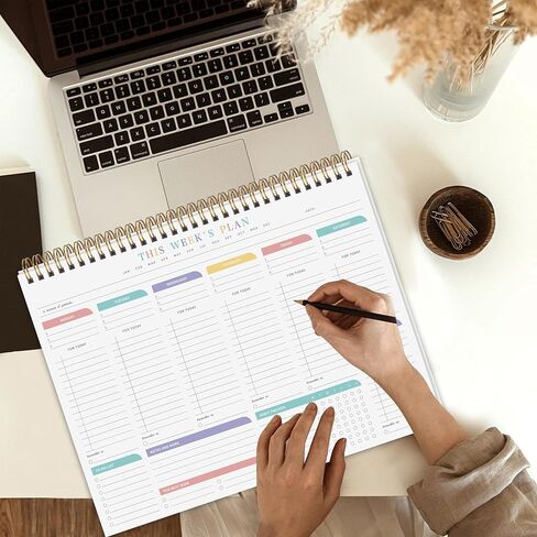 مفكرة قائمة المهام الأسبوعية مع 52 ورقة غير مؤرخة (8.5 بوصة × 11 بوصة) - مخطط مكتب أسبوعي غير مؤرخ للنساء والرجال، مستلزمات المكتب/المدرسة - حلم البنفسجي in Kuwait