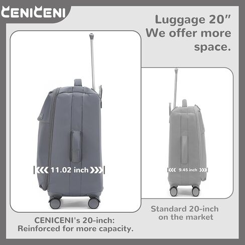 Ultralight 20" 24" Travel Luggage Set Carry-On Airline Approved Softside Suitcase, 360° Spinner Wheels, TSA Lock, with 7-Piece Travel Accessories, Navy Blue in Saudi Arabia