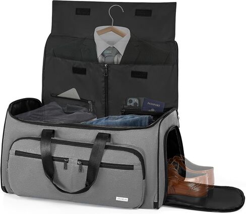 AKOZLIN Convertible Garment Bag for Travel 3 in 1 Carry On Garment Duffle Bag with Shoes Compartment Hanging Suitcase Suit Travel Storage Bags For Men Women Black in Saudi Arabia