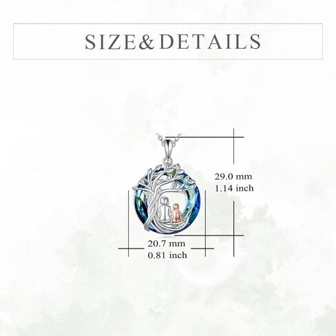 Tree of Life Necklace Sterling Silver Sister Pendant Blue Crystal Jewelry Gift for Women in Saudi Arabia