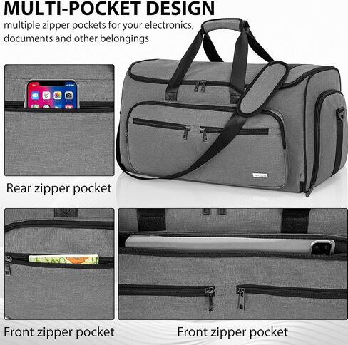AKOZLIN Convertible Garment Bag for Travel 3 in 1 Carry On Garment Duffle Bag with Shoes Compartment Hanging Suitcase Suit Travel Storage Bags For Men Women Black in Saudi Arabia