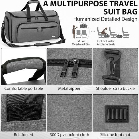 AKOZLIN Convertible Garment Bag for Travel 3 in 1 Carry On Garment Duffle Bag with Shoes Compartment Hanging Suitcase Suit Travel Storage Bags For Men Women Black in Saudi Arabia