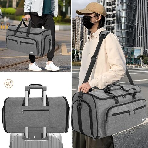 AKOZLIN Convertible Garment Bag for Travel 3 in 1 Carry On Garment Duffle Bag with Shoes Compartment Hanging Suitcase Suit Travel Storage Bags For Men Women Black in Saudi Arabia