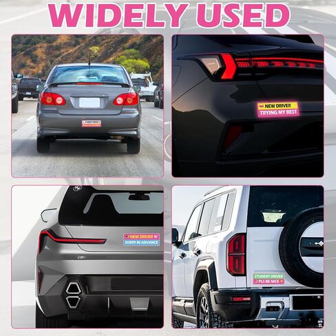 5Pcs Pink Beginner Magnetic Car Stickers, Beginner Magnet Supplies for Car Student Driver Sign, Lovely New Driver Sticker Supplies Suitable for Keeping a Safe Distance on The Road in Saudi Arabia