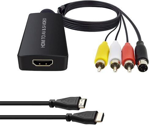 Dingsun HDMI to SVideo Converter HDMI to Audio Video Converter HDMI to RCA Adapter with Svideo Cable Support 720P/1080p for PC Laptop Xbox PS3 TV STB VHS VCR Blue-Ray DVD in Kuwait
