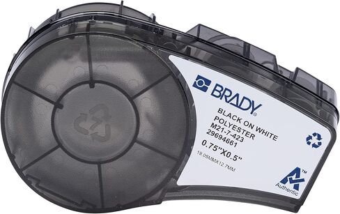 ملصقات Brady Authentic (M21-137-423) من البوليستر ذات الحجم المسبق للرموز الشريطية ولوحة الدوائر والمعدات والفحص باللون الأسود على الأبيض - مصممة لطابعات M210 وM210-LAB وM211، ارتفاع 0.75 بوصة × عرض 2 بوصة in Kuwait