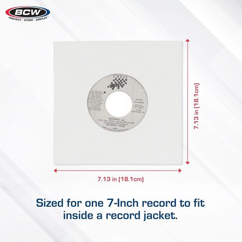 BCW Polylined Black Paper 7 in Square Corner Record Sleeve - 50 ct | Inner Protective Sleeves with Center Hole for Vinyl Records | Acid-Free, Scratch Resistant | Ideal for DJs and Vinyl Collectors in Saudi Arabia