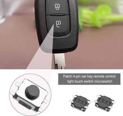ECSiNG 10x 4Pin مفتاح السيارة التحكم عن بعد التبديل الجزئي زر الضغط الصغير متوافق مع رينو لاستبدال زر إصلاح مفتاح بعيد فوب 3 مم × 4 مم × 2 مم in Kuwait