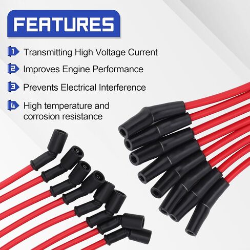 19005218 10.5 MM Spark Plug Wire Kit, 8PCS High Heat Spark Plug Ignition Wires Set for Chevy GMC Cadillac LS1 LS2 LS3 LS6 LS7 LSx V8 Replace # 10457730, 12563293, 12573190 in Saudi Arabia