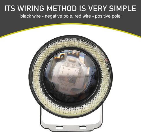 2 PCS Car LED Angel Eye Fog Lights, 30W 50000H Long Life Modified Fish Eye Light, 3" Halo COB Lens 1200LM Waterproof Super Bright Light Bulb with Wiring Harness, Universal for Cars (White) in Kuwait