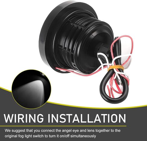 2 PCS Car LED Angel Eye Fog Lights, 30W 50000H Long Life Modified Fish Eye Light, 3" Halo COB Lens 1200LM Waterproof Super Bright Light Bulb with Wiring Harness, Universal for Cars (White) in Kuwait