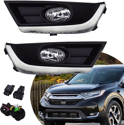 1 Pair of Fog Light Assembly with Chrome Bezel and Bulbs Wiring Kit Left and Right Side Replacement for CR-V/CRV 2017 2018 in Saudi Arabia
