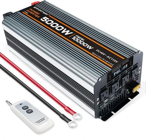 5000 watt Power Inverter DC 12V to AC 110V/120V Converter,10000w Peak.Comes with LCD Display,Wireless Controller, 4AC outlets,1USB.RV Inverter,Suitable for Camping,and Off-Grid Solar Inverter Systems in Kuwait