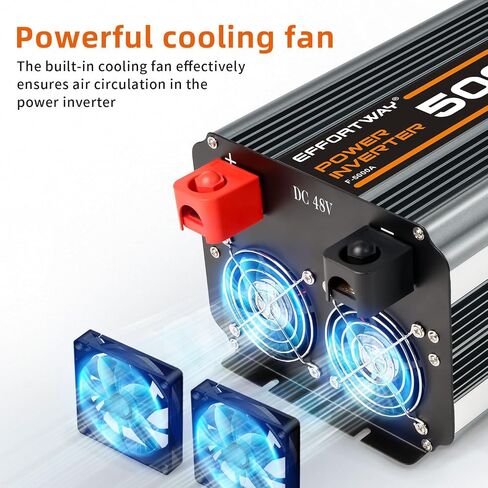 5000 watt Power Inverter DC 12V to AC 110V/120V Converter,10000w Peak.Comes with LCD Display,Wireless Controller, 4AC outlets,1USB.RV Inverter,Suitable for Camping,and Off-Grid Solar Inverter Systems in Kuwait