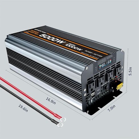 5000 watt Power Inverter DC 12V to AC 110V/120V Converter,10000w Peak.Comes with LCD Display,Wireless Controller, 4AC outlets,1USB.RV Inverter,Suitable for Camping,and Off-Grid Solar Inverter Systems in Kuwait