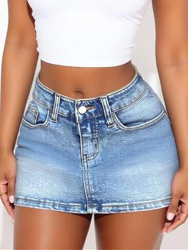 Women's Y2k Denim Mini Skirt Summer Low Rise Bodycon Jean Skirts Going Out Outfits in Saudi Arabia