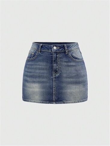 تنورة MakeMeChic النسائية Y2k من قماش الدنيم مطرزة على شكل فراشة، تنانير جينز قصيرة قابلة للتمدد in Kuwait