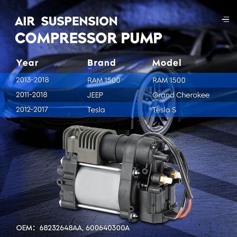 Air Suspension Compressor Pump Fit for Jeep Grand Cherokee V6/V8 2011-2020, Air Ride Compressor Pump with relay, Replace for 68204730AC, 68204730AD in Saudi Arabia
