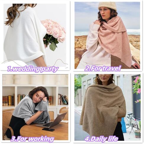 Shawl Wraps For Women,Womens Knitted Knotted Shawls Wool Cashmere Shoulder Top Sweater Shawl Scarf for Fall Winter in Saudi Arabia