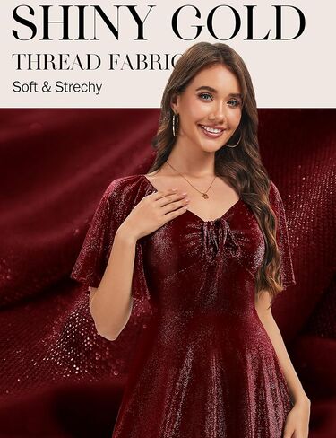 فساتين سهرة رسمية من Aupuls مطرزة بالترتر للنساء، فستان ضيوف زفاف خريفي لامع in Kuwait