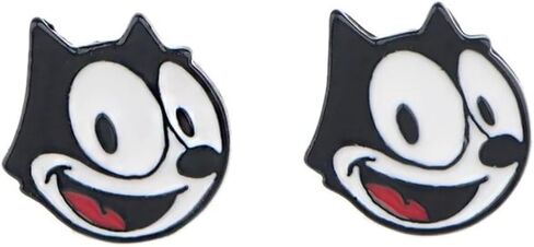 Felix the Cat Classic Black White Cartoon Stud Earrings Ear Rings Cute Kawaii Cosplay in Saudi Arabia