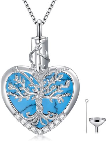 WINNICACA Urn Necklaces for Ashes 925 Sterling Silver Tree of Life Heart Cremation Jewelry for Ashes Jewelry Gifts for Human Ashes Keepsake Memorial Jewelry for Women Men in Kuwait