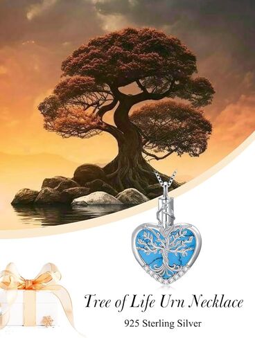 WINNICACA Urn Necklaces for Ashes 925 Sterling Silver Tree of Life Heart Cremation Jewelry for Ashes Jewelry Gifts for Human Ashes Keepsake Memorial Jewelry for Women Men in Kuwait
