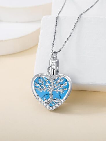 WINNICACA Urn Necklaces for Ashes 925 Sterling Silver Tree of Life Heart Cremation Jewelry for Ashes Jewelry Gifts for Human Ashes Keepsake Memorial Jewelry for Women Men in Kuwait