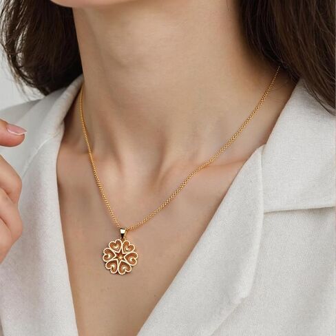 LETFLY 14K Gold Plated Necklaces for Women, Butterfly Heart Flower Openwork Design Pendant Necklace Jewelry Gifts for Women in Kuwait