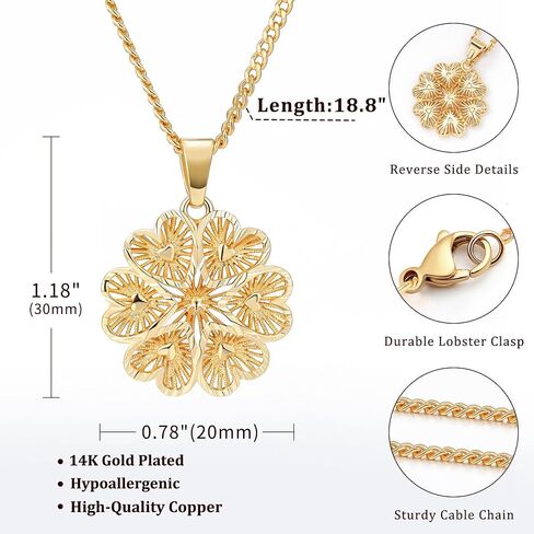 LETFLY 14K Gold Plated Necklaces for Women, Butterfly Heart Flower Openwork Design Pendant Necklace Jewelry Gifts for Women in Kuwait