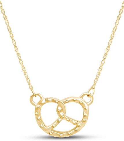 THE JEWEL ZONE Pretzel Pendant Necklace for Women, 14K Gold Over Sterling Silver Minimalist Tiny Pretzel Charm, Dainty Everyday Necklace Jewelry Gift with 18" Chain in Saudi Arabia