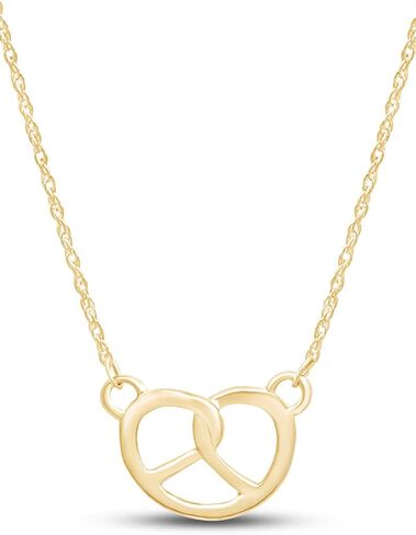 THE JEWEL ZONE Pretzel Pendant Necklace for Women, 14K Gold Over Sterling Silver Minimalist Tiny Pretzel Charm, Dainty Everyday Necklace Jewelry Gift with 18" Chain in Saudi Arabia