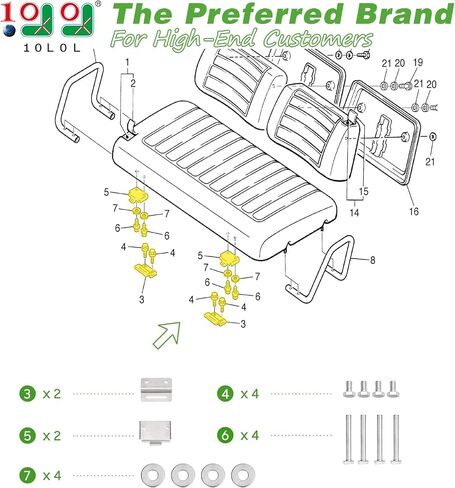 10L0L مجموعة مفصلات مقعد عربة الجولف لياماها G&E G29، مفصلات المقعد البديلة OEM #، JW1-K8427-00، JW1-K8426-00 in Saudi Arabia