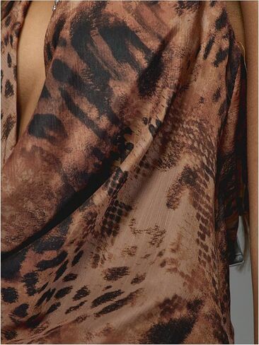 Floerns Women's Cheetah Print Draped Halter Top Backless Sleeveless Party Tank Tops in Saudi Arabia