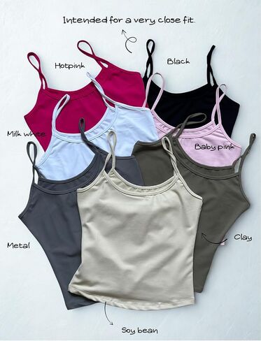 Women's Braless Tank Top Fitted Spaghetti Strap Cami for Going Out Workouts Y2K Cute Basic Top in Kuwait